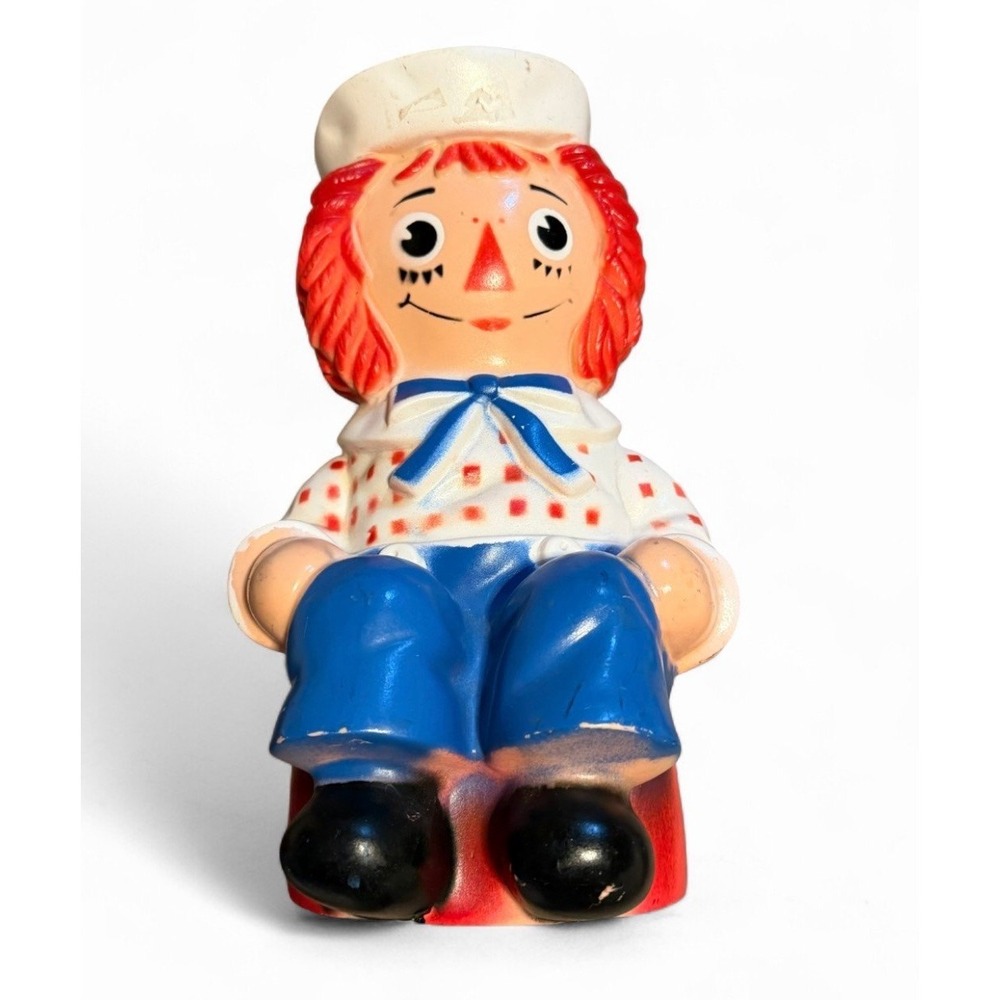Vintage 1972 Raggedy Ann Plastic Bank Knickerbocker Toy Co Red Hair Doll 12"